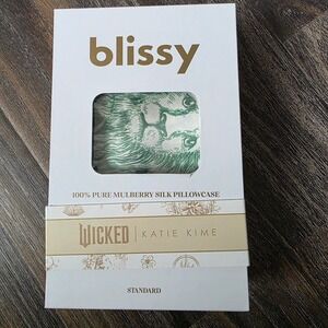 Blissy 100% Pure Mulberry‎ Silk Pillowcase Standard Wicked Katie Kime Green Lion